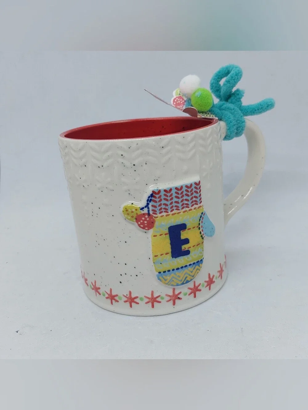 Anthropologie Mug Mitten Glove Christmas Design Letter 